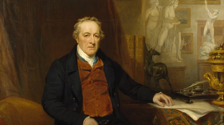 George O'Brien Wyndham, 3rd Earl of Egremont (1751-1837) in the North Gallery, Petworth by Thomas Phillips, RA